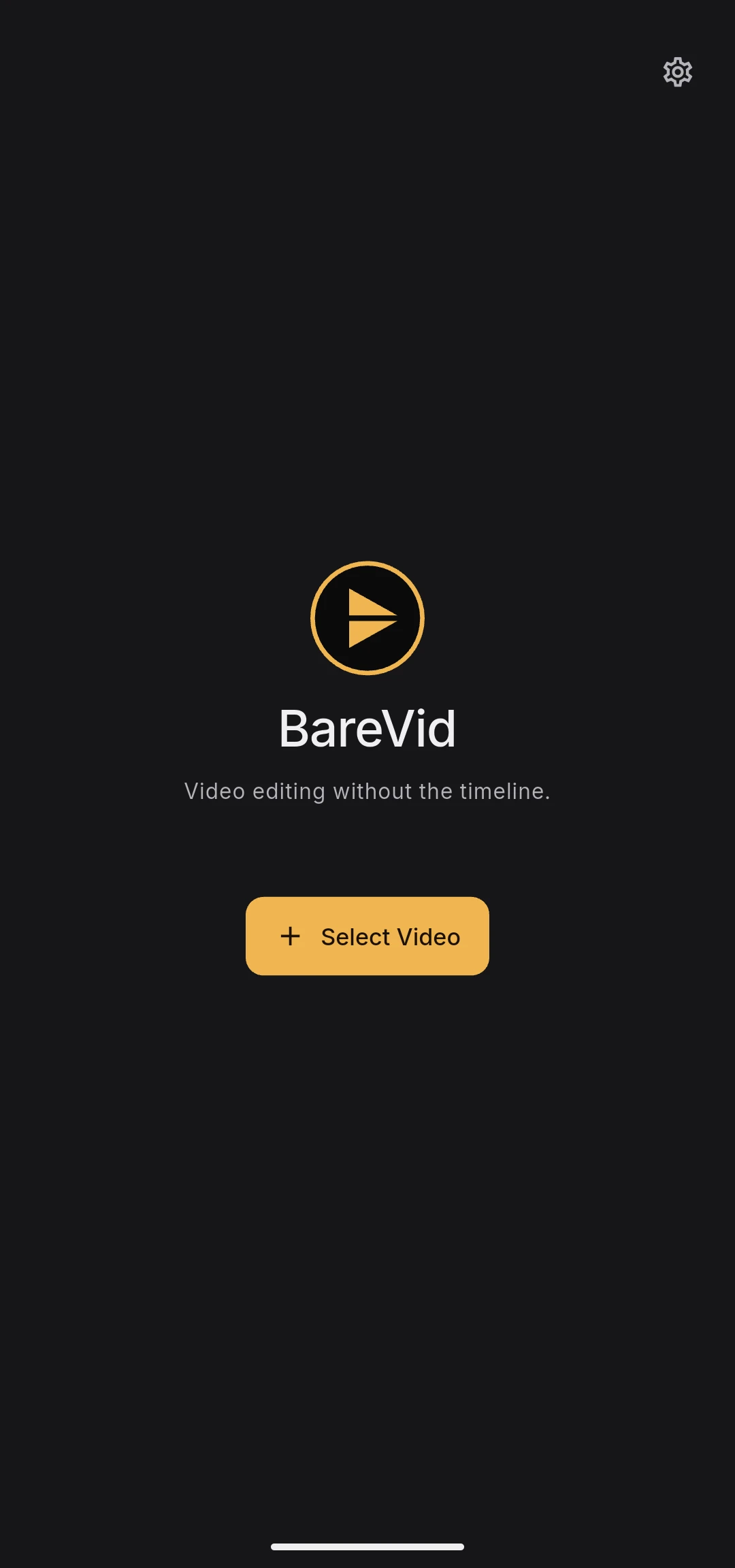 Home screen with no saved projects
